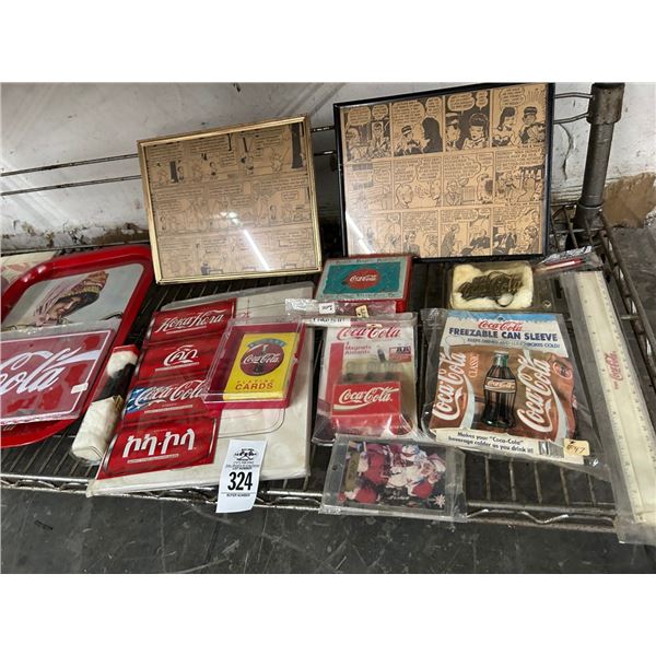 Coca Cola Collector Items w/Trays, Cards, Comics
