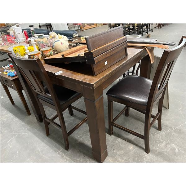 Dark Oak High Bar Table w/2 Padded Stools