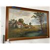 Image 1 : Framed Farm On River Oil On Canvas Wall Art - Edith Lee - 36  X  40