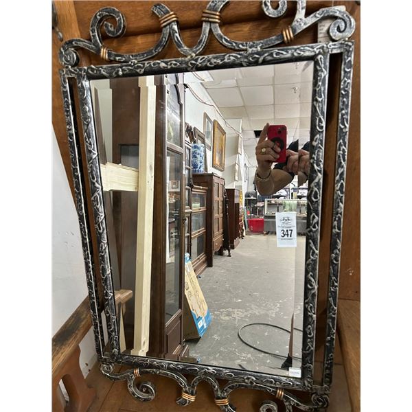 Ornate Metal Framed Beveled Mirror - No Shipping