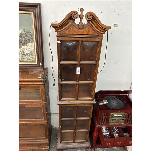 Burl Provincial Stereo Cabinet - Missing Glass Shelves