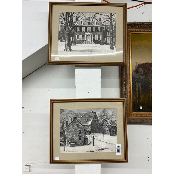 Framed Wall Art Wheat Land/The Closters Signed Smith - 2