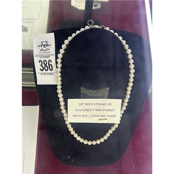Cultured 7mm Pearls  18" Necklace
