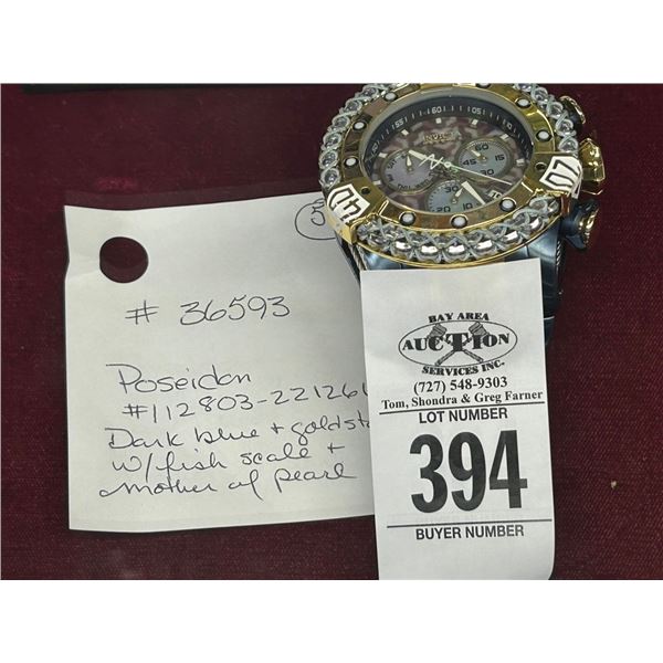 Invicta Watch  # 36593 Dark Blue/Goldstone Band w/Fish Scale Design & Mop Face