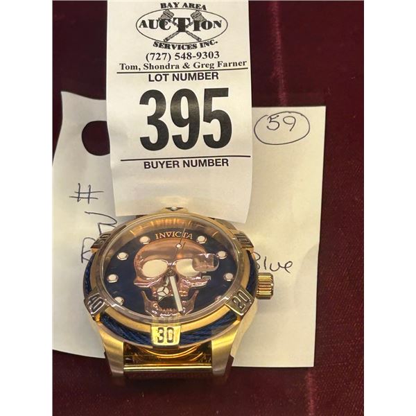Invicta Watch # 37444 Rosegold Mesh Dark Blue Face w/Skull Bolt A Nautical Ensemble