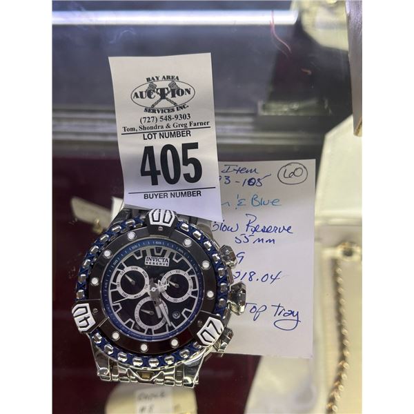 Invicta Watch # 35169 Chrome Blue Face w/White Dots Thermo Glow Reserve Collection
