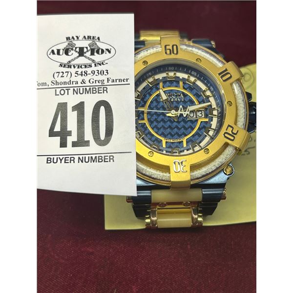 Invicta Watch # 36898 Blue/Goldtone w/Blue/Gold White Face Thermo Glow Reserve