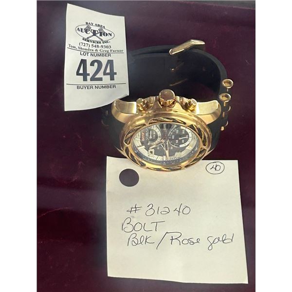 Invicta Watch # 31240 Black/Rosegold  w/Black/Silver Face Bolt