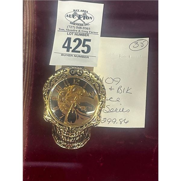 Invicta Watch # 35109 Goldtone/Black w/Skull Face Skull Artist Series