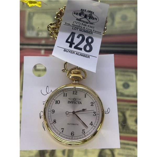 Invicta Watch # 35649 Auto Gold Label Pocket Watch