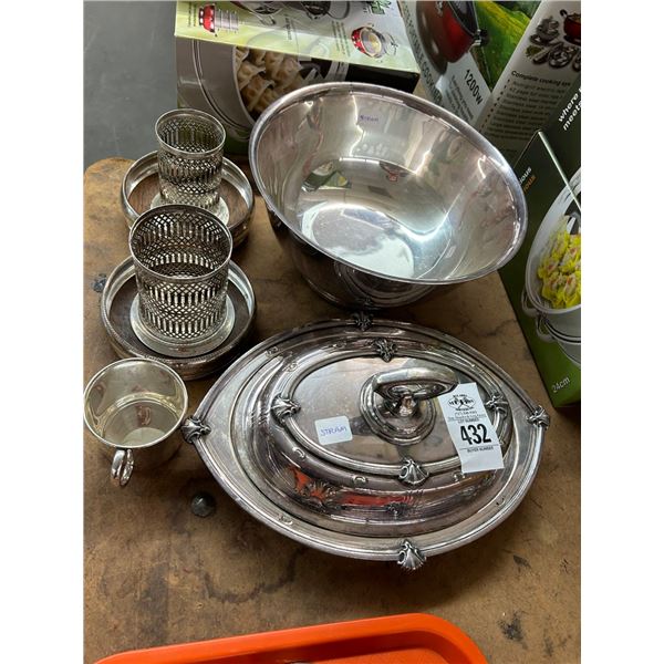 Silverplate Dining Utensil, Lidded Dish, Mixing Bowl