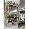 Image 1 : Floral Framed Small Mirror - No Shipping