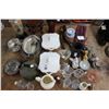 Image 2 : Lidded Dishes, Bone Handle Utensils, Lamp, Vase, Table Deor