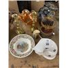 Image 2 : Carnival Glass Bowl, Brass Candlesticks, Bird Cage, Cat Décor, Bowl