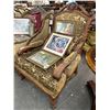 Image 2 : Ornate Carved Claw Foot Brown Padded Easy Armchair