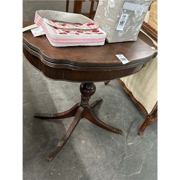 Mahogany Pedestal Flip Top Table - Needs Repair