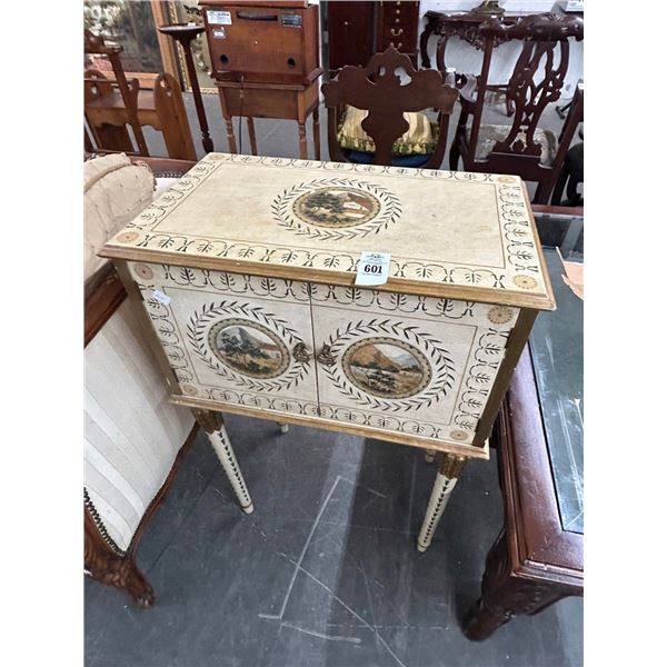 Ornate Country Farm House Motif Footed Cabinet