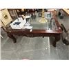 Image 1 : Oversized Carved Mahogany Glasstop Coffee Table