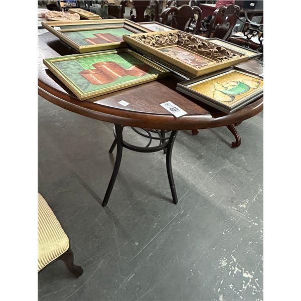 Metal Base Mahogany Top Round High Bar Table