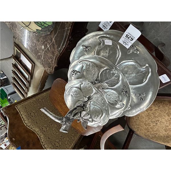 Metal Butterfly Motif 3 Tier Serving Tray
