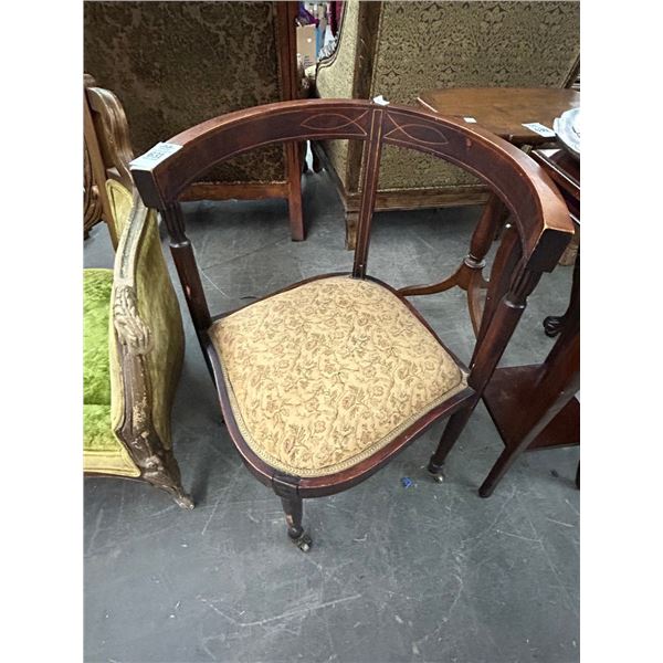 Padded Mahogany Rolling Chair