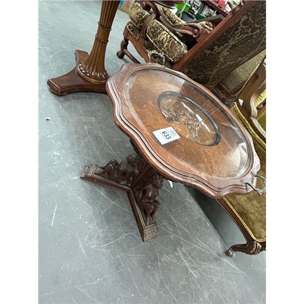 Ornately Carved Figural Tray Table