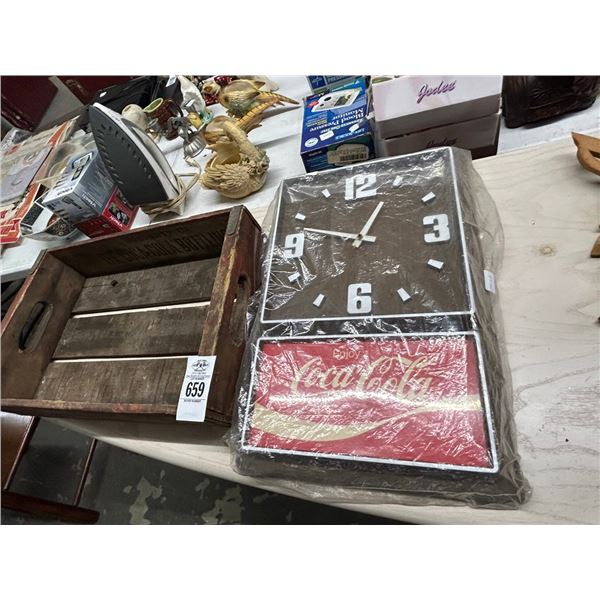 Coca Cola Clock, Old Wooden Bottle Tray