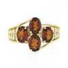 Image 4 : 10k Yellow Gold 3.50 ctw Prong Set Oval Cut Garnet Open Work Sides Wide Band Rin