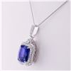Image 2 : 9.22 ctw Tanzanite and 0.85 ctw Diamond Platinum Pendant (GIA CERTIFIED)
