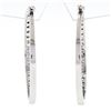 Image 3 : Solid 14K White Gold 1.50 ctw Round Brilliant Diamond Circle Hoop Snap Earrings