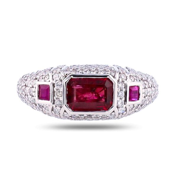 1.34 ctw Ruby and 0.85 ctw Diamond Platinum Ring