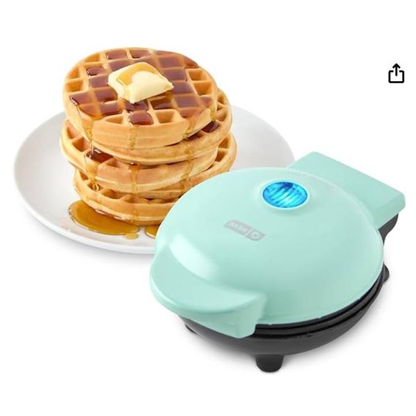 Dash Mini Waffle Maker With 4-Inch Cooking Surface, Nonstick, 350 Watts