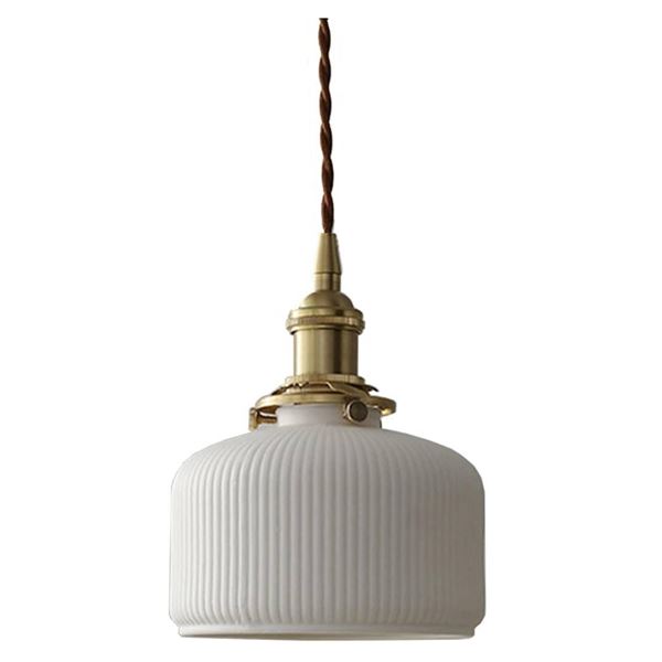 ROBAUN White Ceramic Lampshade Pendant Light with Gold E26 Socket and Rotary Switch – Gold 