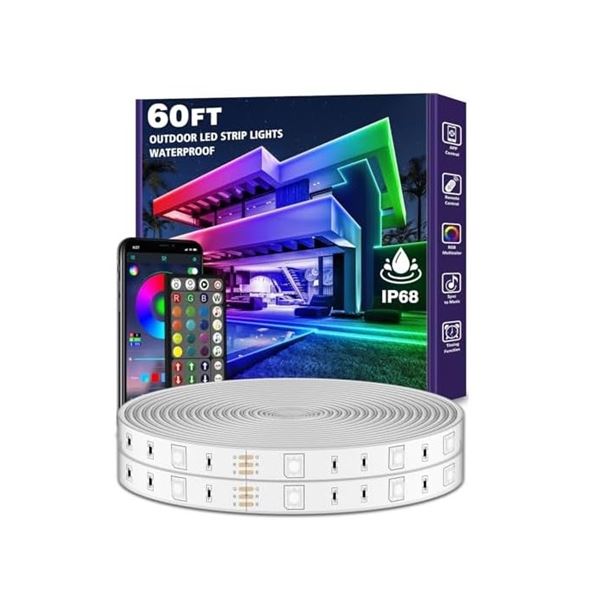 AILBTON Outdoor LED Strip Light, IP65, 60ft RGB Exterior Rope Lights with App and Remote Control