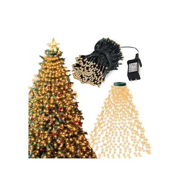 Christmas Tree Lights, Cascading Twinkle Lights for Christmas Tree, 6.6FT×16 Lines, 400 Diamond LED 