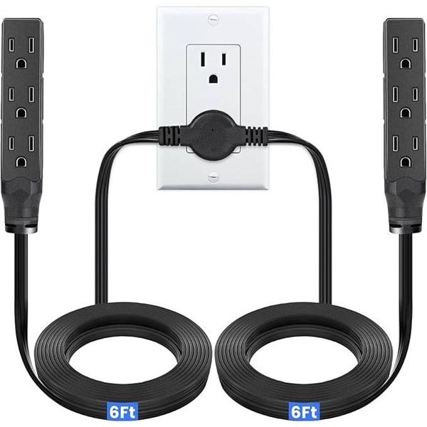 HOUHUI Twin Extension Cord Power Strip 3 Prong