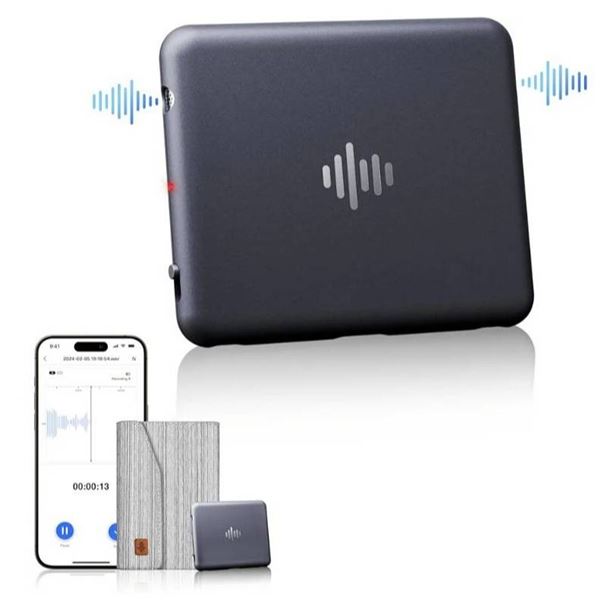 IZYREC 32GB Grey Voice Recorder w/Grey Case, Smart Digital Recorder w/AI Noise Cancelling