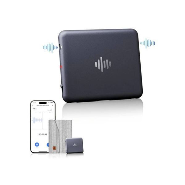 IZYREC 32GB Grey Voice Recorder w/Grey Case, Smart Digital Recorder w/AI Noise Cancelling