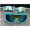 Image 1 : Lot of 12 Truly Cycling Sunglasses with Turquoise Frames and Blue Mirrored Lenses