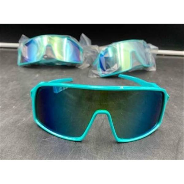 Lot of 12 Truly Cycling Sunglasses with Turquoise Frames and Blue Mirrored Lenses