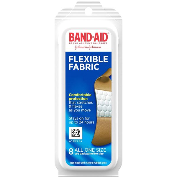 Band-Aid Flexible Fabric 8 Count Bandages, Lot of 12