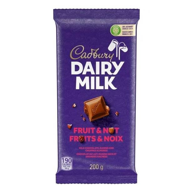 5 Cadbury Dairy Milk Fruit and Nut Chocolate Bars, 200g Each