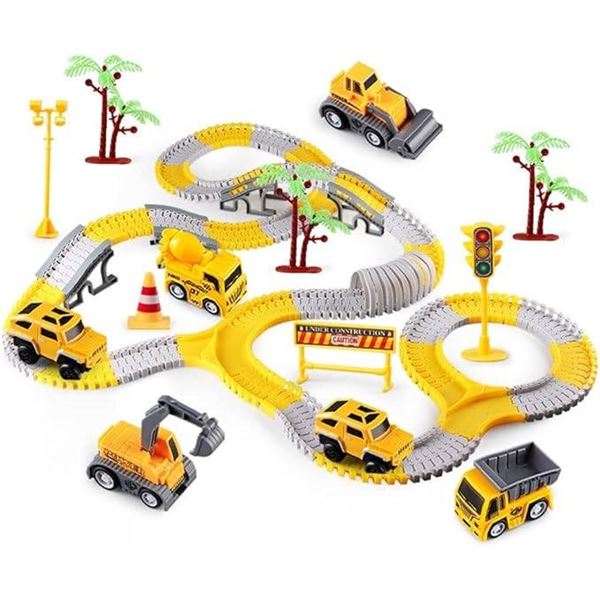 Engineering Rail Car,Construction Race Tracks for Kids Toy, DIY Collage Flexible Track Toys Set