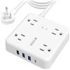 Image 1 : TROND Power Bar Surge Protector with USB C, 4 Widely-Spaced Outlets, 10ft Flat Plug Extension Cord I