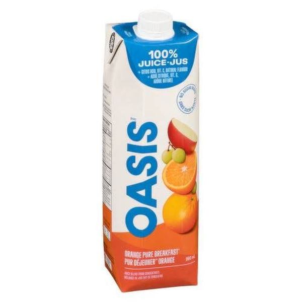 Oasis 100% Juice, Orange Breakfast, 960 mL, 4-Pack