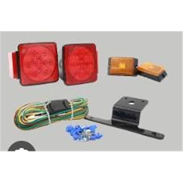 Trailer Light Kit with LED Lights, Mounting Bracket, and Wiring