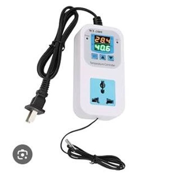 Digital Temperature Controller ABS Stainless Steel Dual Display Temperature Control Socket for Indus