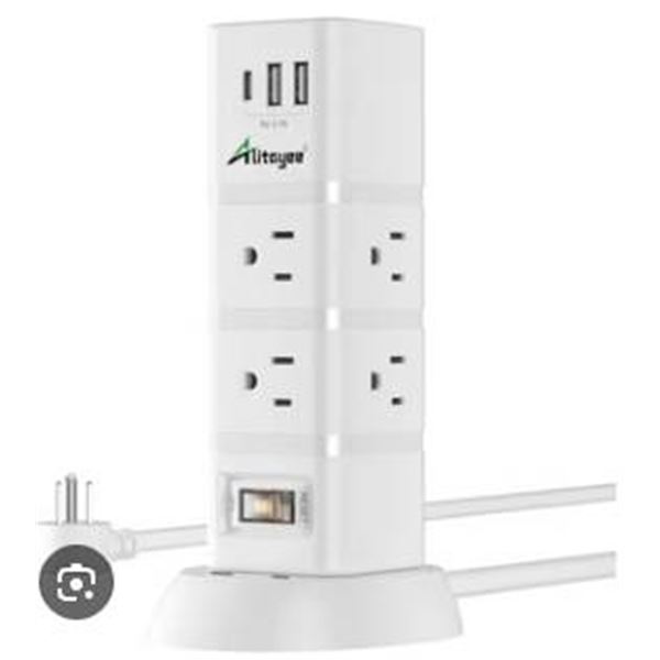 Alitaye Power Tower With USB Ports and Outlets, White