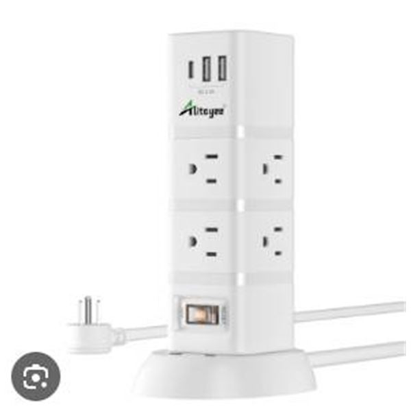 Alitaye Power Tower With USB Ports and Outlets, White