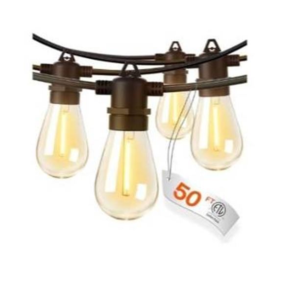Addon 50FT LED Outdoor String Lights With Edison Shatterproof Bulbs